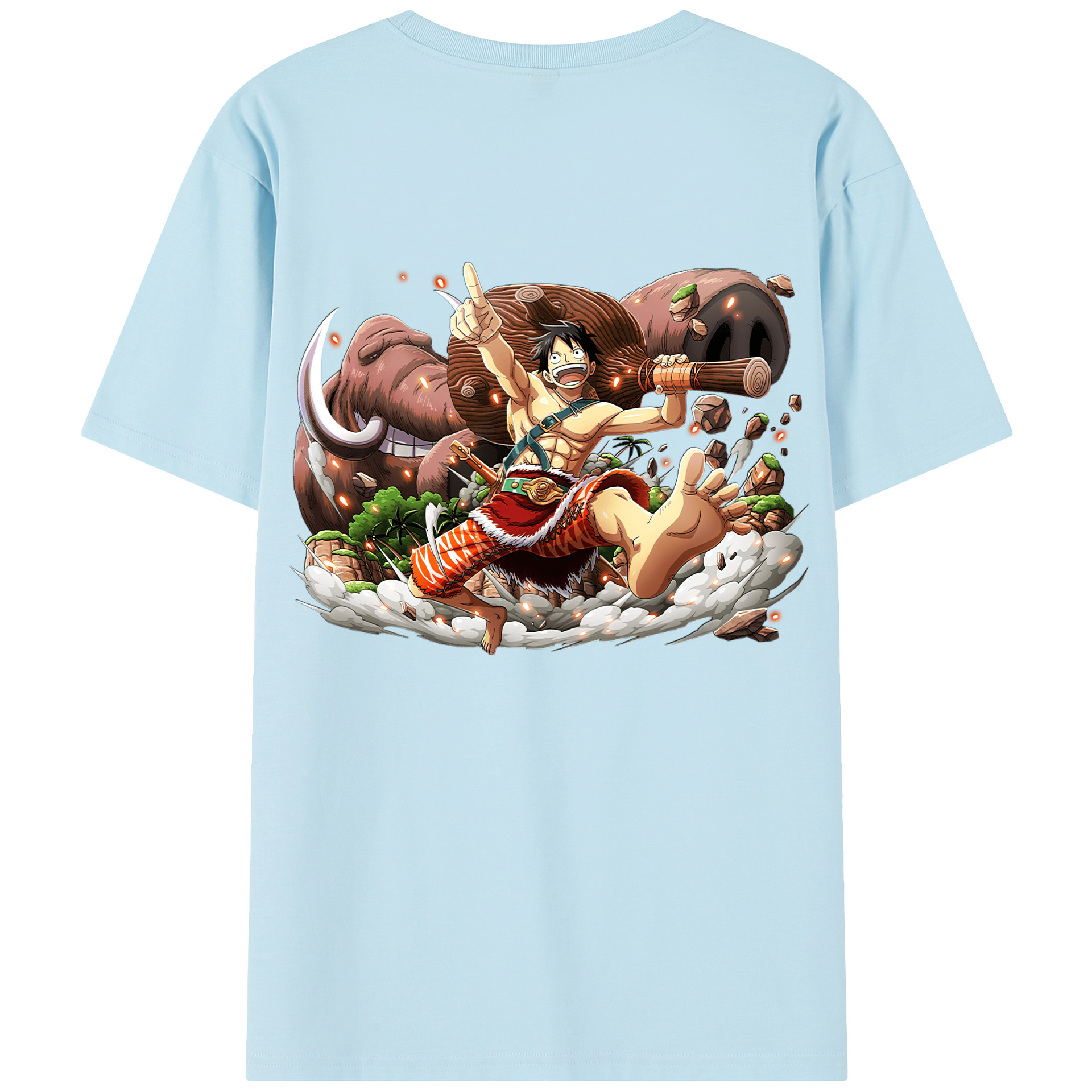 ワンピース モンキー・D・ルフィ ONE PIECE Monkey D. Luffy 綿100％半袖Tシャツ（背面プリント）